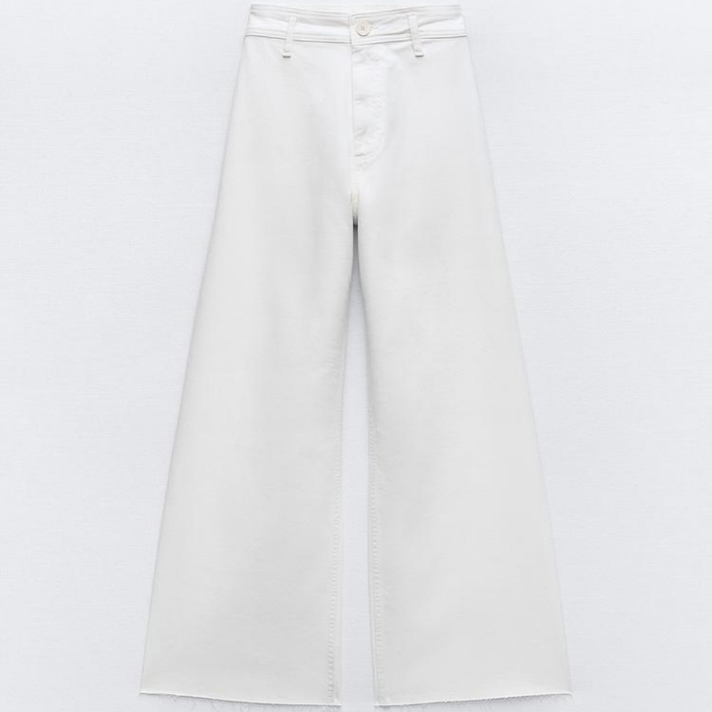 Zara High Waist Marine Straight Pocket Jeans, Size 6